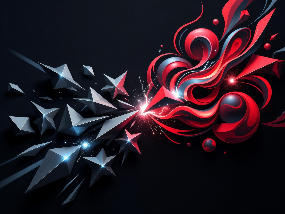 Abstract competing shapes representing competitive rivalry